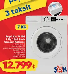 REGAL CM 70101 7 KG 1000 DEVİR ÇAMAŞIR MAKİNESİ REGAL CM 70101 7 KG 1000 DEVİR ÇAMAŞIR MAKİNESİ